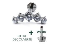 Labret Titane Intern Stérile motief Arc de 5 Strass | Itc