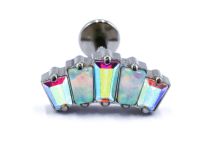 Labret Titane Interne Stérile motief Couronne 5 Strass Blanc Irisé | Itc