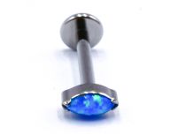 Labret Titane Interne Stérile motief Ovale Strass Bleu | Itc