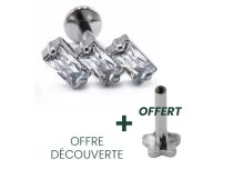 Labret Titane Interne Stérile motief Rechthoek Strass Blanc | Itc