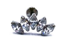 Labret Titane Interne Stérile motief Arc 5 Marquise à Strass Blanc | Itc