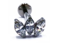 Labret Titane Interne Stérile motief Marquise 3 Marquise à Strass Blanc | Itc