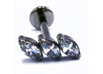Labret Titane Interne Stérile motief Marquise 3 Marquise à Strass Blanc Penché |