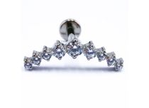 Labret Titanium inwendig steriel patroon kroon van 9 strass wit | Itc