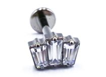 Labret Titane Stérile motief Rechthoek 3 Strass Blanc | Itc