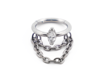 Titanium scharnierring met bergkristal marquise motief en ketting hanger |