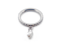 Titanium Strass Scharnierring met Witte Strass Hanger | Itc