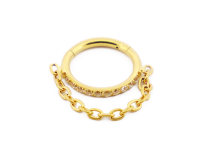 Titanium PVD Gouden Scharnier Ring met Strass en Ketting Hanger | Itc