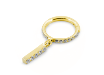 Titanium PVD Goud Strass Scharnier Ring met Hanger Bar 5 Strass