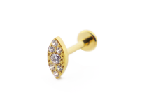 Labret Titanium PVD Goud Inwendig Steriel Ovaal Strass Ontwerp | Itc