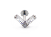 Labret Titane Interne Stérile motief Dubbel Rechthoek à Strass | Itc