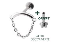 Steriele inwendige titanium labret met gebogen staaf en ketting | Itc