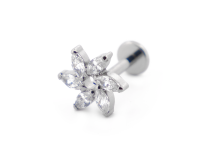 Labret Titane Interne Stérile motief Fleur 6 Strass | Itc