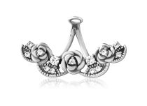 Stalen navelknoop hanger met 3 witte strass rozen | Itc