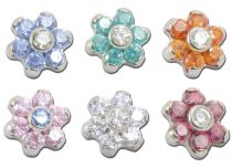 Titanium Disc Inwendige Schroef Gekleurd Strass Bloemmotief | Itc