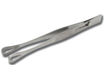 Roestvrijstalen pincet, open driehoek (5 x 10 mm), lengte 14,5 cm met klem
