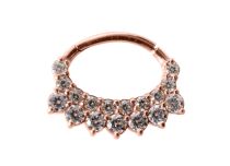 Stalen ring roze strass septumscharnier