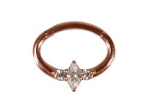 Stalen ring roze scharnier septum strass wit
