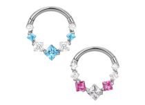 Stalen scharnierring septum 1.2X8 witte strass.