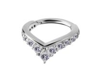 Zilveren Scharnierring Set met Witte Strass steentjes | Itc