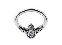 Stalen ring gestreept septumscharnier met Strass | Itc