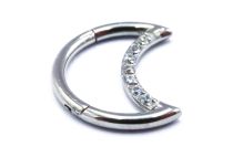 Strass Halve maan stalen scharnierring | Itc