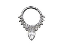Scharnierring stalen druppel wit multi strass | Itc