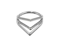 Titanium scharnierring met 3 witte strass driehoeken | Itc