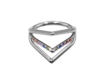 Titanium scharnierring, 3 driehoeken met veelkleurige strass steentjes | Itc
