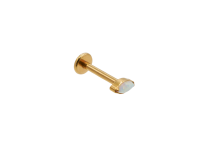Labret Titanium PVD Goud Intern Steriel Ovaal Bergkristal Opaal Synthetisch Wit