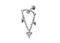 Labret stalen driehoek witte strass hanger