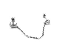 Barbell Staal Speciaal Tragus Halve Maan met Ketting | Itc