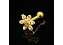 Micro Barbell Staal Goud Strass Sneeuwvlok | Itc
