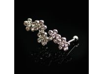 Micro Barbell Staal Strass Bloemen | Itc