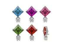 Labret Titane ASTM F136 interne 1,2x8 losange coloré strass rond | iTC
