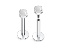 Labret titane ASTM F136 interne 1.2x8 opale blanche nacrée