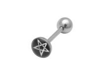 Barbell Staaldisc 8 mm Wit Satanisch Sterrenpatroon | Itc