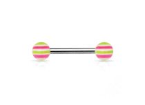 Barbell Staal 1,6 x 16 mm Kogels 6 mm Acryl Golven Gekleurd |Itc