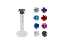 Labret BioFlex 1,2 x 8 mm Gekleurde Kristallen Punt | Itc