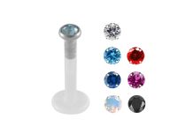 Labret BioFlex Gekleurd Kristal Stalen Uiteinde | Itc
