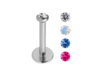 Labret Titanium Inwendig Gekleurde Kristallen Bal 2 mm | Itc