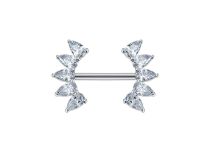 Bijou de téton titane ASTM F136 interne 1,6mm éclat de feuille strass blanc  | i