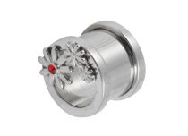 Schroefbare Stalen Tunnel met Rood Strass Bloemmotief | Itc