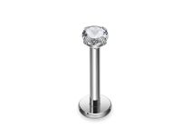 Labret Titane ASTM F136 Stud griff&eacute; 0,8mm strass blanc | iTC