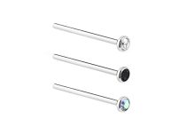 Rechte Nose Stud Titanium 0,8 x 16 mm Gekleurd Kristal | Itc
