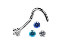 Titanium neusknoop 0,8 mm Kristal Gekrast 2 mm Gekleurd | Itc
