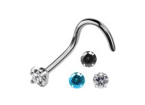 Titanium neusknoop 0,8 mm Gekleurd Gekrast Kristal 2,5 mm | Itc
