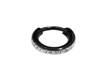 Stalen scharnierring 1,2 mm zwart met strass-steentjes