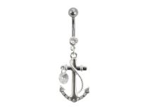 Anker motief stalen banaan met strass Wit | Itc