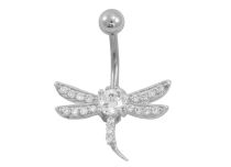 Fancy wit kristal Dragonfly Steel Banana met Strass | Itc